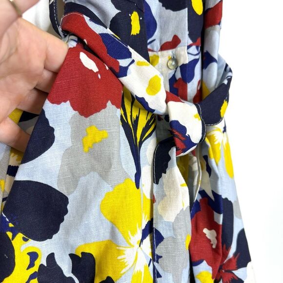 ZARA Floral Print Off The Shoulder Linen Blend Midi Dress XS - Picture 7 of 12